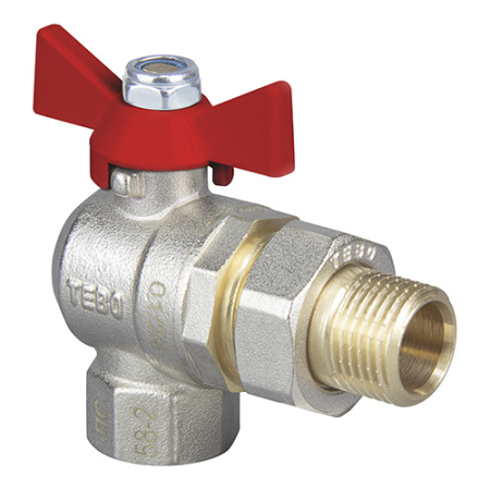 Кран шар. TEBO полный проход с нак.гайкой 3/4", угл, бабочка